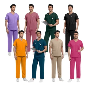 High Quality Custom Logo Fashionable Scrubs Uniform Set Plain Black Nurse Scrubs Uniforms Sets For Oral Hospital Pet Hospital