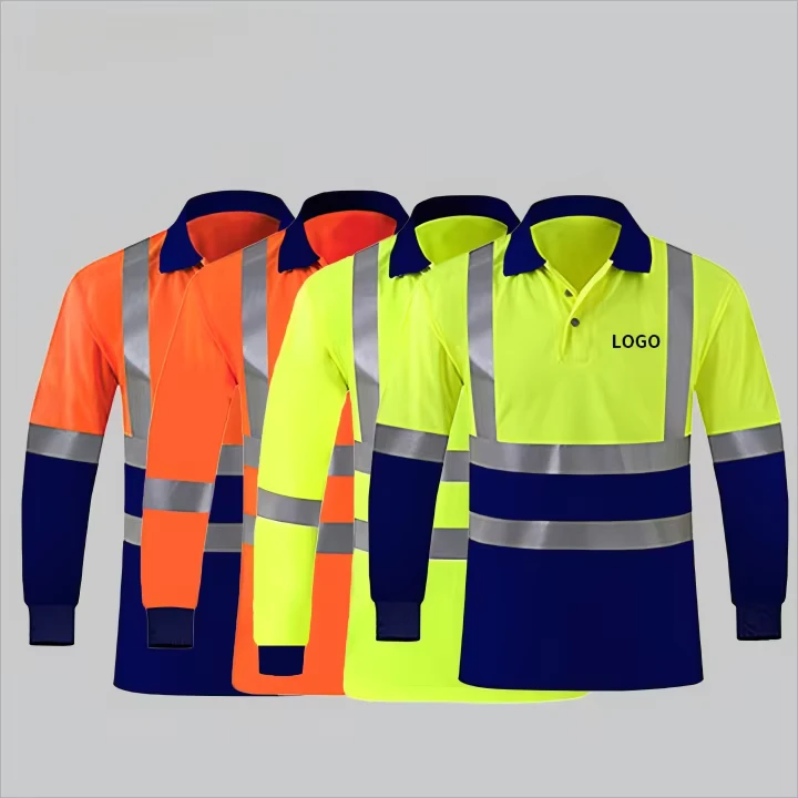 High-Quality-Custom-Logo-Long-Sleeve-Quick-Dry-Traffic-Road-Reflective-Workwear-Construction-Hi-Vis-Safety-Polo-Shirts