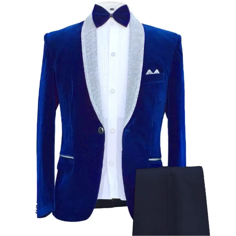 High-Quality-Custom-Made-Royal-Blue-Shawl-Lapel-Men-Suits-Elegant-Groom-Tuxedos-Velvet-Groomsmen-Wedding-blazer-Sets
