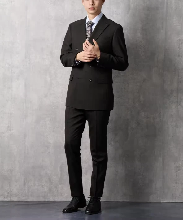 High Quality Custom Slim Fit Double Breasted Suit Peak Lapel Business Formal 140 Yarn Wool Plus Size Customized for Men Suit
