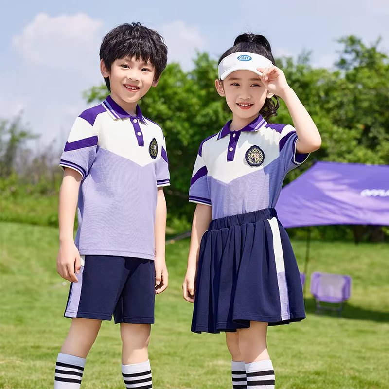 High Quality Custom Unisex Summer School Uniform for Primary School Middle School Children Casual Suits
