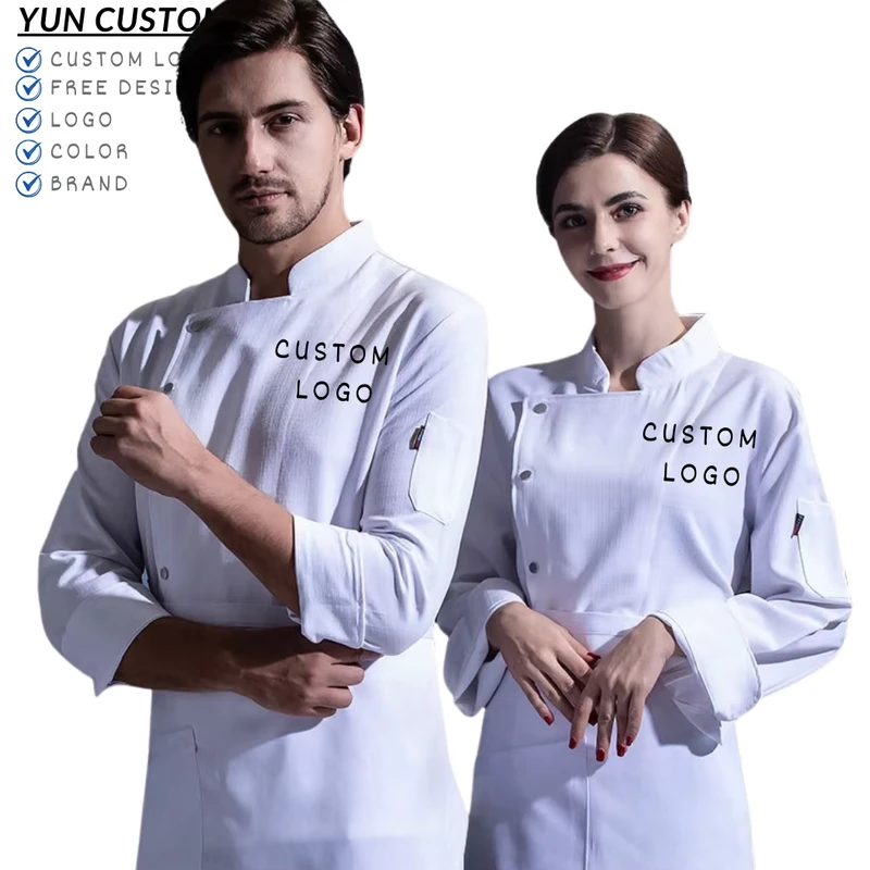 High Quality Custom logo Long Sleeve Chef Cooking Shirt Winter Chef Work Uniforms for Men Women Kitchen Chef Jackets