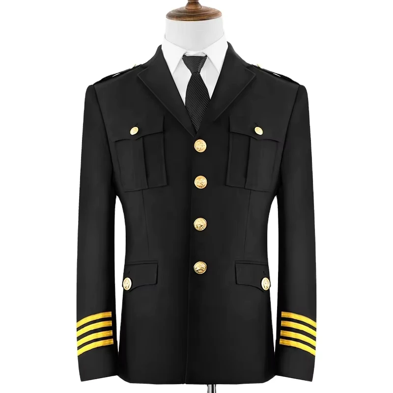 High Quality Customized Design Black Security Guard Uniform Jacket Coat Polyester Viscose Material Needle Detection S 5XL Guard