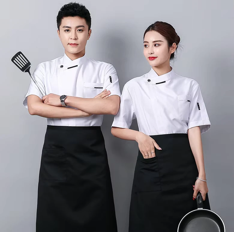 High Quality Customized Logo Premium Quality Catering Uniform Short Sleeve Coat Cooking Chef Uniform for Hotel and Restaurant