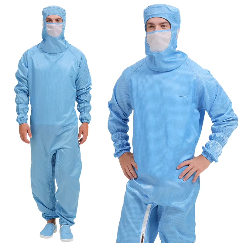 High Quality ESD Overalls Dust Free Anti Static Cleanroom Jumpsuit Coveralls Anti static Garment For Cleanroom Industry