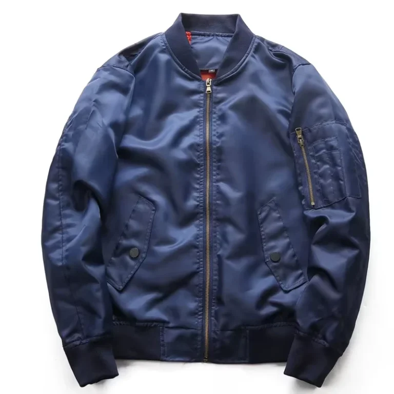 High-Quality-Factory-Coated-Thin-Lightweight-Essential-Softshell-Outerwear-Full-Zip-Pilot-Aviator-Bomber-Jacket-Front