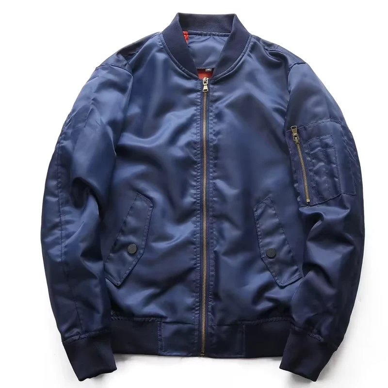 High Quality Factory Coated Thin Lightweight Essential Softshell Outerwear Full Zip Pilot Aviator Bomber Jacket Front