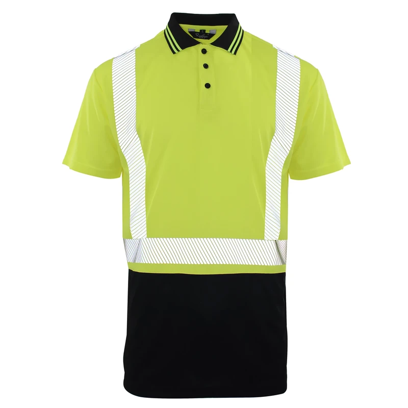 High Quality Hi Vis Work Polo Shirt Mens Short Sleeve Polos Hi vis Short Sleeve Moisture Wicking Safety Work Polo T Shirt