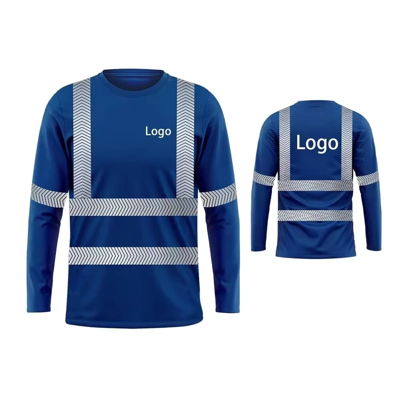 High Quality High Visibility Reflective Safety T Shirt Long Sleeves Construction Work Shirts With Reflector Lightweight Shirts