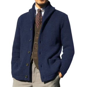 High Quality Men’s Cardigan Sweater Solid Color Simple Design Knitted for Autumn Winter Travel Business Fashion Warm Lapel