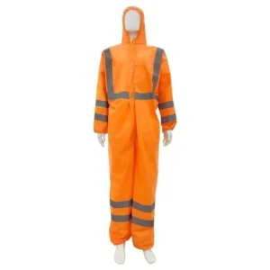 High Quality Microporous Orange Hi Vis Coverall Disposable Protective Overalls with Breathable Fabric Highly Visible Water Proof