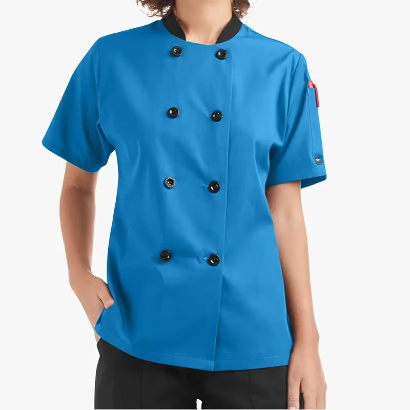 High Quality Multi Color Polyester Cotton Hotel And Restaurant Chef Uniform Twill Fabric Coat Chef Jacket