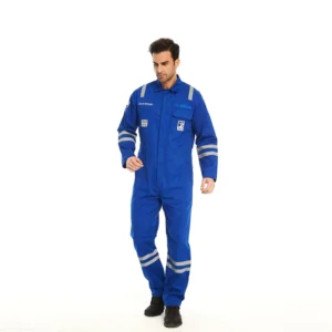 High Quality Navy Blue 100% Cotton Reflective Safety Mining Welder Welding Fire Proof Flame Retardant Anti Static Coverall