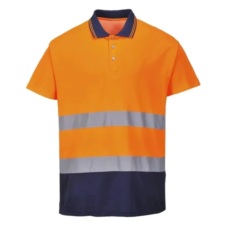 High-Quality-Orange-Cotton-Breathable-Unisex-Safety-Polo-Shirt-Two-Reflective-Stripes-Hi-Visibility-Workwear-OEM
