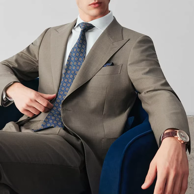 High Quality Plus Size Waterproof Casual Wool Custom Suits Exquisite Business Wedding Wear Breathable Italian Men's Suits