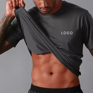 High Quality Quick Dry Fit Sport Running T shirt Custom Logo Polyester With Spandex Gym Tshirts Clothes Sportswear for Men