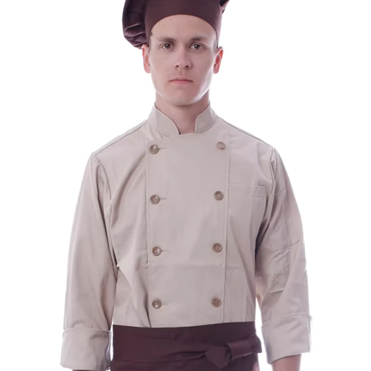 High Quality Restaurant Uniforms Japanese Style Khaki Chef Coat Uniform for Restaurant Hotel Uniforms