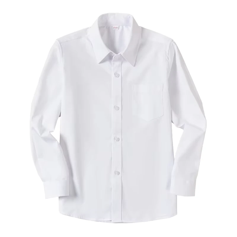 High Quality School Uniform Designs Boy Uniform Shirt School Kids Primary White Polyester Cotton Wrinkle Free Shirt
