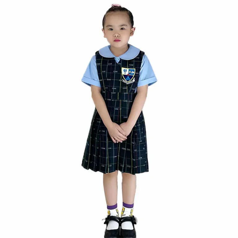 High-Quality-School-Uniform-Girls-V-Neck-Pinafore-Plaid-Pinafore-Dress-Peter-Pan-Blouse