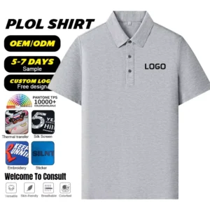 High Quality Solid Plain Blank 190G Polyester Business Work Rayon Men Golf T shirts Custom Logo Summer Business Polo Shirts