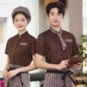 High Quality Stand Collar Workwear Shirt Hotel Western Restaurant Staff Waiter Uniforms