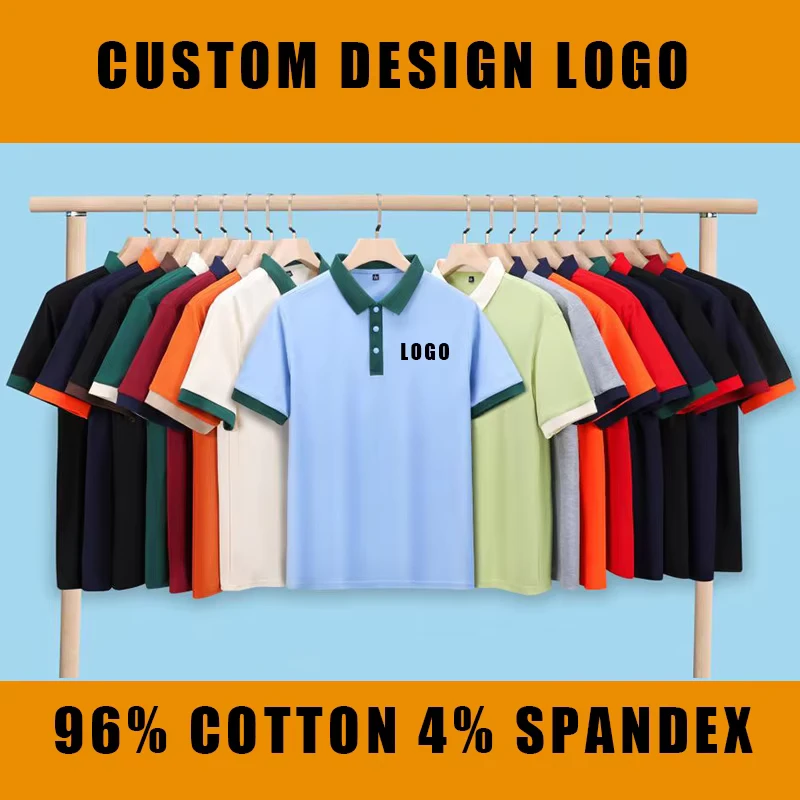 High Quality Summer 220gsm 96% Cotton 4% Spandex Custom Logo Design Polo Shirts Breathable Soft Business Women Men Polo T shirt