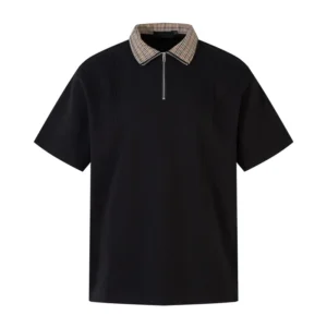High Quality Summer New Plaid Splicing Simple Polo Shirt Lapel T shirt Men’s Polp Shirt