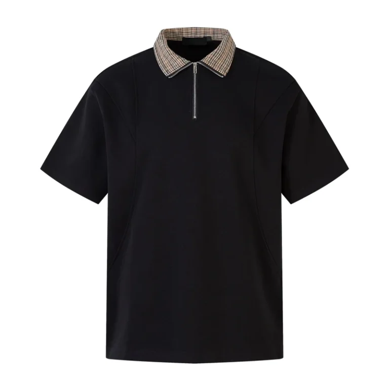 High-Quality-Summer-New-Plaid-Splicing-Simple-Polo-Shirt-Lapel-T-shirt-Mens-Polp-Shirt