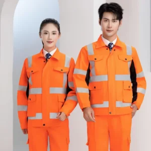 High Quality UPF50+ 145GSM 100% Cotton Reflective Orange Hi Vis NSW Rail Compliant H Back Taped Unisex Safety Shirt