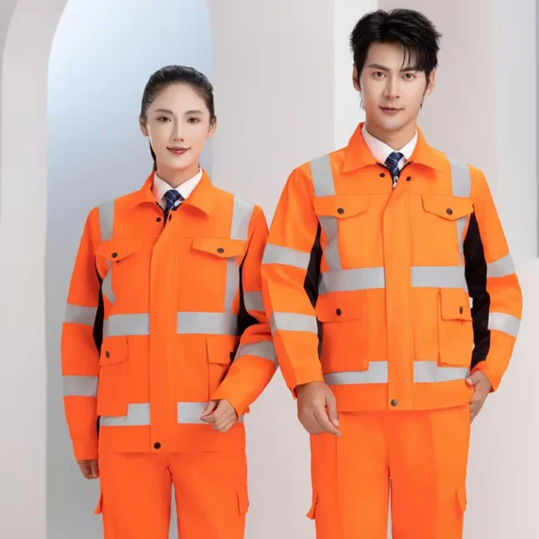 High-Quality-UPF50-145GSM-100-Cotton-Reflective-Orange-Hi-Vis-NSW-Rail-Compliant-H-Back-Taped-Unisex-Safety-Shirt