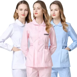 High Quality Unisex Summer Hospital Uniforms XL Size Medical Scrubs with Custom Logo Printed Woven Fabric OEM Nurse Uniforms