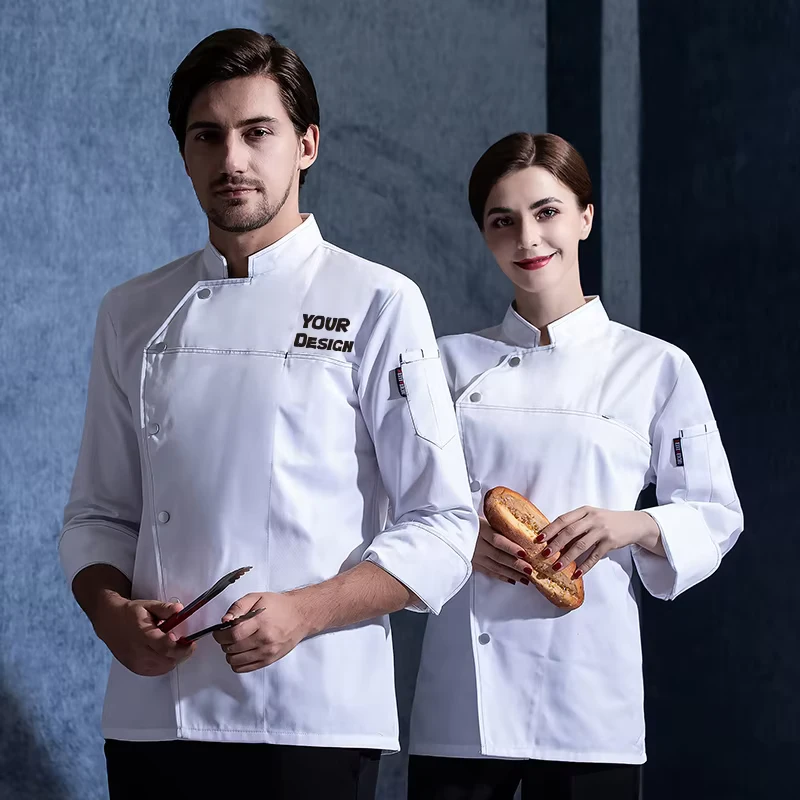High Quality White Kitchen Workwear Long Sleeved and Short Sleeved Chef Workwear Hotel Cooking Uniform