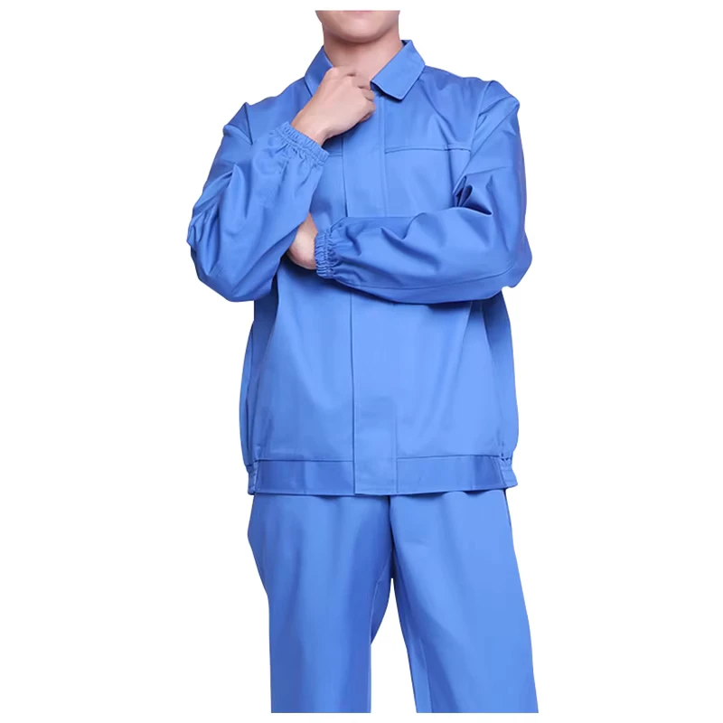 High Quality Work Clothes for Food Industry Dustproof Smock Gown with Collar Customizable Factory Workwear SuitLint Free