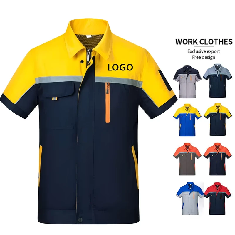 High Quality Working Clothes Durable Uniform Set Workwear Custom Design Short long Sleeves Work Jacket Men LOW MOQ