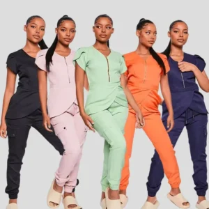 High Quality Woven Breathable Medical Scrubs for Unisex Nurses Short Sleeve Top and Pants Set