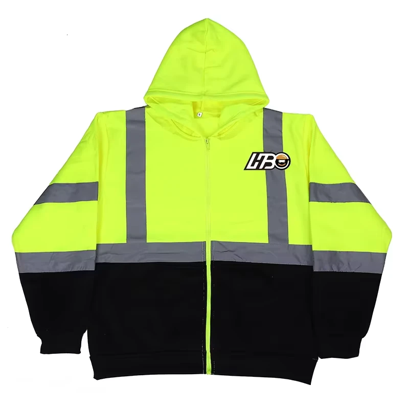 High Reflective Road Safety Jacket Safety Hi Vis Workwear Winter Safety Reflective Pullover Hoodie Jacket