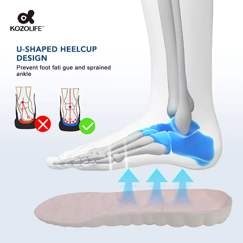 High Running Athletic Gel Super Soft Running Insoles Cuttable PU Foam Plantar Fasciitis Strong Arch Support 4D Sports Insoles