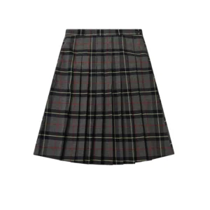 High School Uniform Girls Plaid Mini Skirt Grey Checkered Pleated Polyester Skirt for Winter and Spring