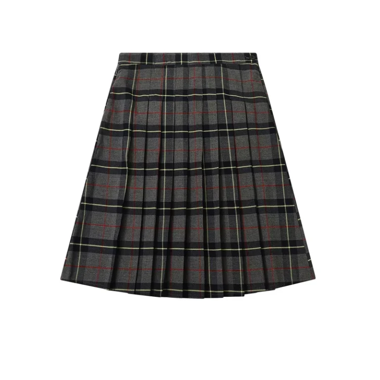 High-School-Uniform-Girls-Plaid-Mini-Skirt-Grey-Checkered-Pleated-Polyester-Skirt-for-Winter-and-Spring