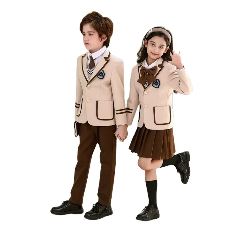 High-School-Uniform-for-Children-Design-for-Girls-Boys-Khaki-School-Uniform