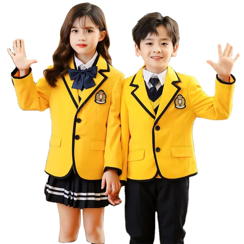 High School Uniforms Patterns for Girls and Boys Yellow Dark Blue School Uniforms