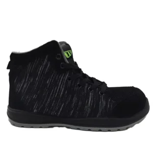 High-Top Woven Safety Shoes Anti-Smashing Breathable Steel-Toe Lace-Up Mesh Lining PU