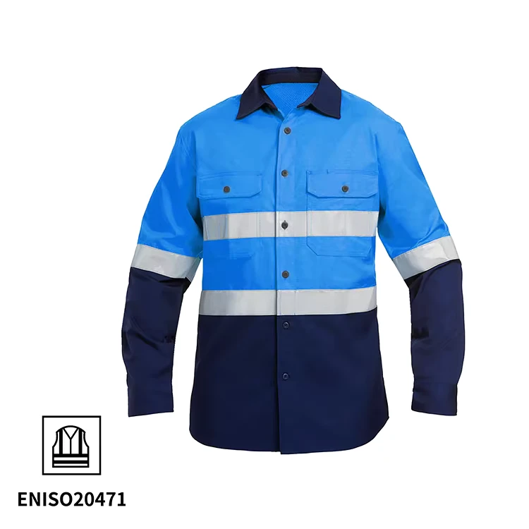 High-Vis-FR-Flame-Resistant-Construction-Pure-Cotton-Work-Clothes-Mens-Hi-Vis-Reflective-Safety-Shirt
