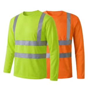 High Vis Safety Polo Fluorescent Color Reflective Strips 100% Polyester Quick Dry Workwear Long Sleeve T Shirts