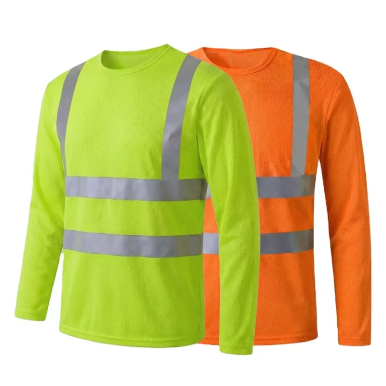 High-Vis-Safety-Polo-Fluorescent-Color-Reflective-Strips-100-Polyester-Quick-Dry-Workwear-Long-Sleeve-T-Shirts