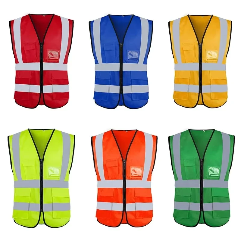 High Visibility 100% Polyester Reflective Safety Vest with Pockets
