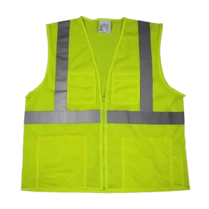 High Visibility ANSI Class 2 Reflective Safety Vest with LED Flash in Hi Vis Yellow Orange for Road Crews