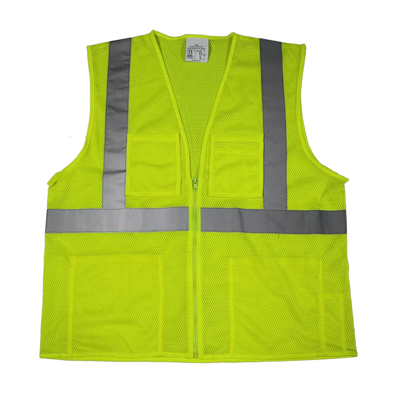 High Visibility ANSI Class 2 Reflective Safety Vest with LED Flash in Hi Vis Yellow Orange for Road Crews