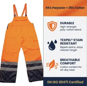 High Visibility ANSI Class 2 Safety Reflective Tape Breathable Polyester Cargo Work Pants with Customized Logo
