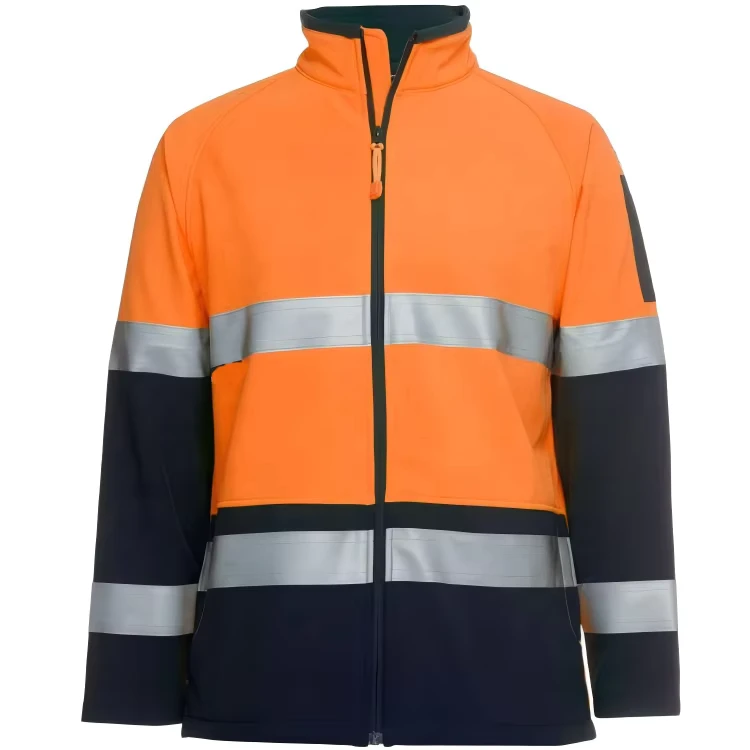 High Visibility ANSI Class 2 Safety Softshell Jacket for Men Construction Workwear with Reflective Features